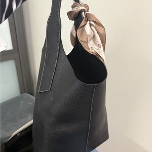 Banana Republic Black Hobo Bag with Tan Vintage Coach Scarf